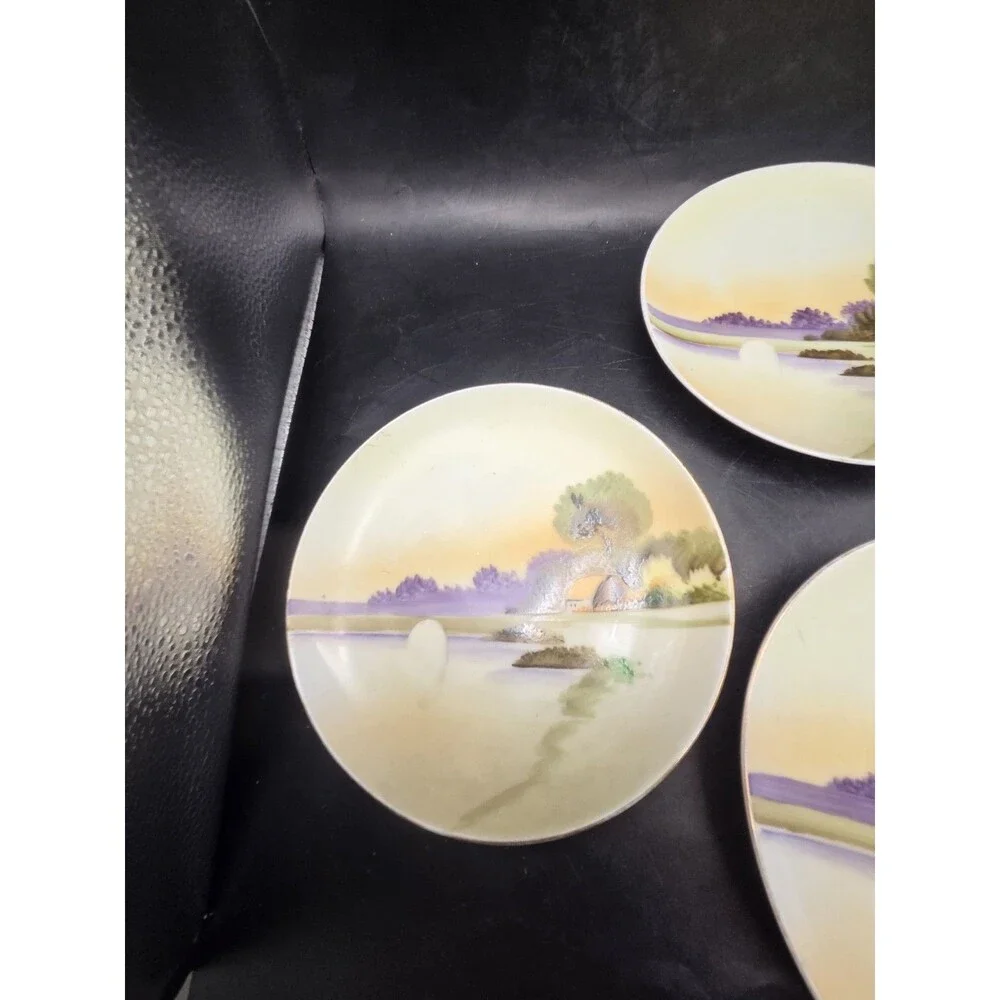 Vintage Meito China Porcelain Hand Painted Plates Lot of 3 made in Japan 6 Inch
